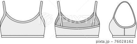 ブラトップ・スポーツブラ 女性用ウェア / テンプレートイラスト/ 白 (フロント・バック・サイド) 76028162