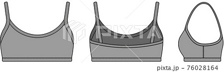 ブラトップ・スポーツブラ 女性用ウェア / テンプレートイラスト/グレー(フロント・バック・サイド) 76028164