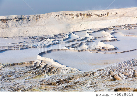 Travertines mountains of Pamukkale in Turkey. 76029618