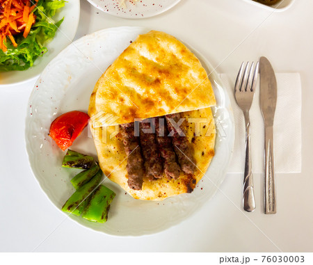 A traditional Turkish dish called Shish Kefte (Isparta sis Kofte). 76030003