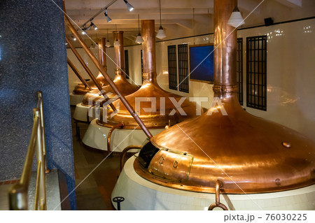 Tanks for storage and fermentation of beer in beer factory Tanks for storage and fermentation of beer in beer factory 76030225