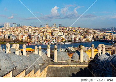 View from Suleymaniye Mosque of Beyoglu district across Golden Horn, Istanbul View from Suleymaniye Mosque of Beyoglu district across Golden Horn, Istanbul 76031098