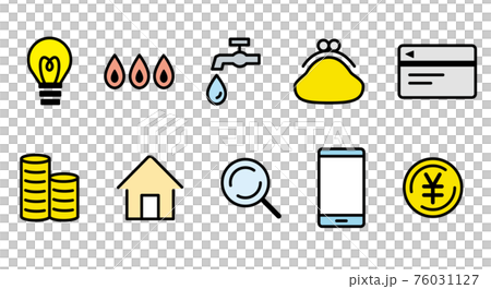 Utility bill / household / money icon line drawing color Utility bill / household / money icon line drawing color 76031127