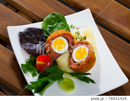Dish of English cuisine - Scotch egg 76031426