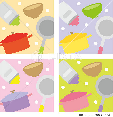 キッチン用品模様背景のイラスト素材