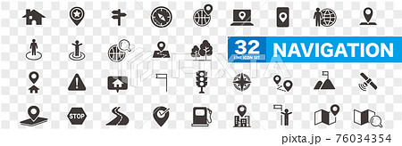 Navigation, location, GPS elements - thin line web Navigation, location, GPS elements - thin line web 76034354