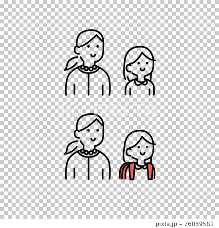 一個孩子背著監護人和書包的插圖素材 76039581