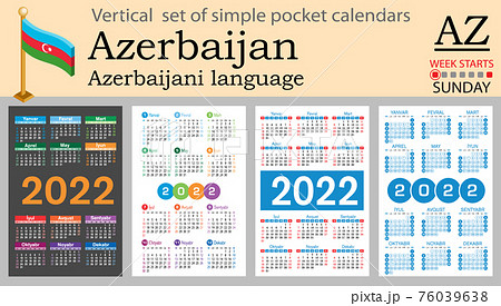 Azerbaijani vertical pocket calendar for 2022. Week starts Sunday 76039638
