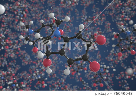 Adrenochrome molecule. Ball-and-stick molecular model. Chemistry related 3d rendering Adrenochrome molecule. Ball-and-stick molecular model. Chemistry related 3d rendering 76040048