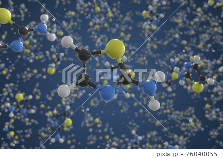 Aminothiazole molecule. Ball-and-stick molecular model. Chemistry related 3d rendering 76040055