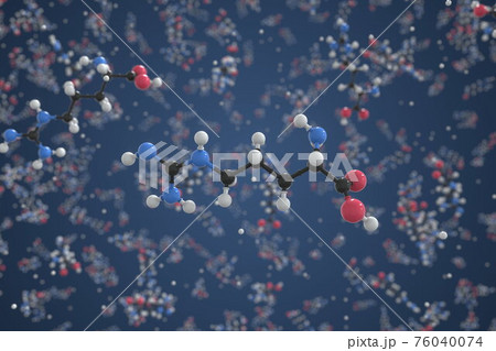 Arginine molecule. Ball-and-stick molecular model. Chemistry related 3d rendering 76040074