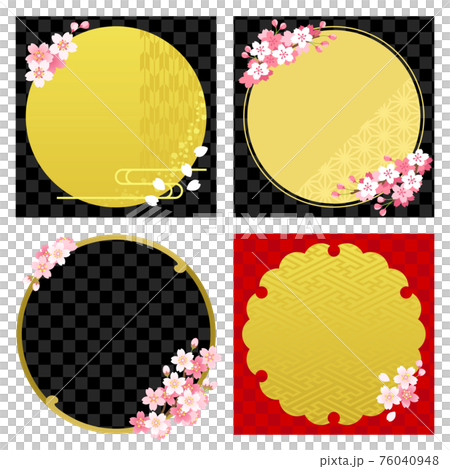 和風な桜の正方形&円形フレームセット 和風な桜の正方形&円形フレームセット 76040948