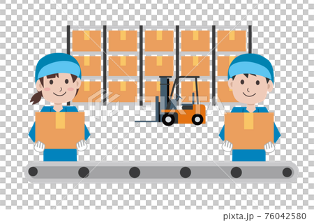 倉庫 ライン作業 従業員のイラスト素材 倉庫 ライン作業 従業員のイラスト素材