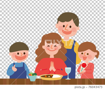 Mother's Day: A family serving curry to their mother Mother's Day: A family serving curry to their mother 76043473