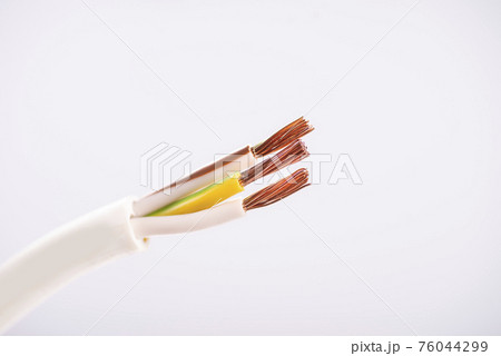 Electric cable without insulation isolated on white background with place for text 76044299