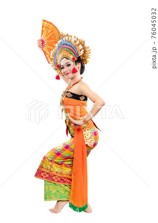Asian woman dancing Balinese traditional dance 76045032