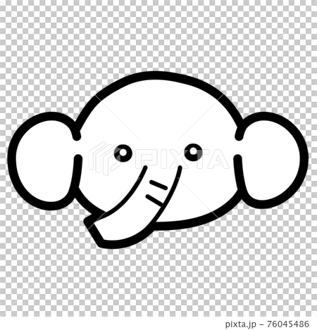 ぞうのモノクロイラストアイコンのイラスト素材