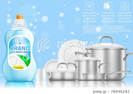 Dishwashing advertising vector realistic template Dishwashing advertising vector realistic template 76046282