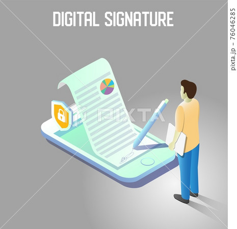 Digital signature vector isometric illustration 76046285
