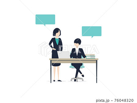オフィスで話す2人の男女のイラスト素材のイラスト素材 7604