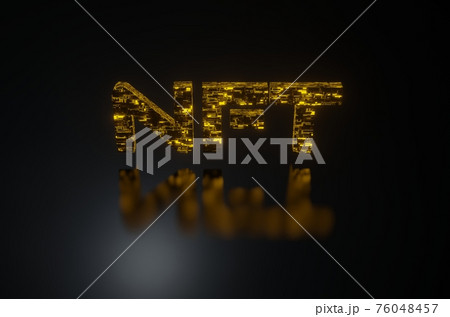 Non-fungible token concept illustration, NFT word with wires tech surface on black seamless rotation, 3D rendering Non-fungible token concept illustration, NFT word with wires tech surface on black seamless rotation, 3D rendering 76048457
