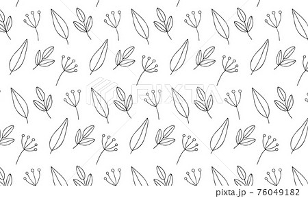 手描き風 ボタニカル シームレスパターン ラインアートのイラスト素材