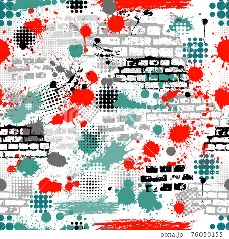 A seamless background of spots and brickwork. Vector illustration 76050155