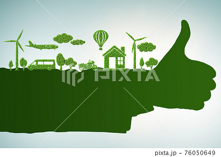 Green environment concept with thumbs up hand 76050649
