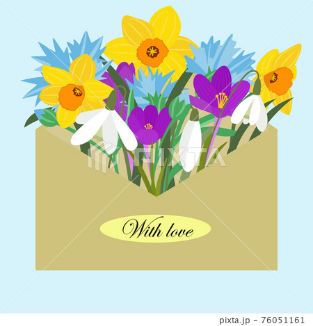 Envelope With Spring Flowers Flowers のイラスト素材