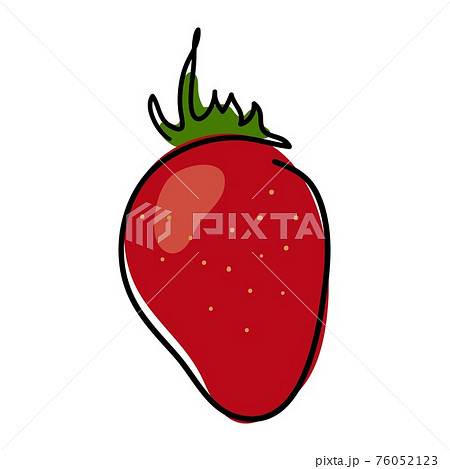 Strawberries are drawn in a single black line with a red fill. Doodle style. A strawberry is painted on the red spot. A ripe berry. Linear style. Stock vector illustration. Isolated simple object Strawberries are drawn in a single black line with a red fill. Doodle style. A strawberry is painted on the red spot. A ripe berry. Linear style. Stock vector illustration. Isolated simple object 76052123
