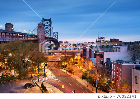 Philadelphia, Pennsylvania, USA at Benjamin Franklin Bridge Philadelphia, Pennsylvania, USA at Benjamin Franklin Bridge 76052341