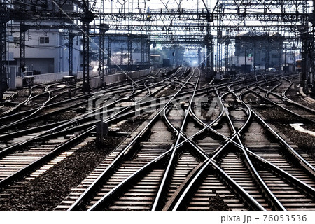 複雑な鉄道レールポイントの写真素材 [76053536] - PIXTA
