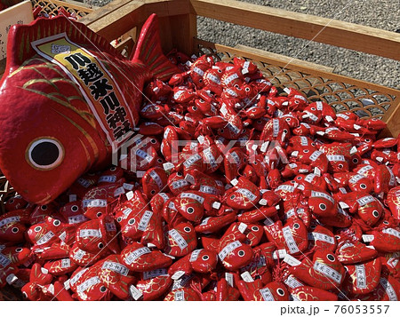一年安泰　川越氷川神社の赤い鯛みくじ 76053557