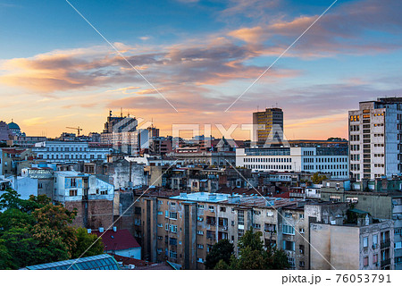 Sunrise over Belgrade old city in the capital city of Serbia Sunrise over Belgrade old city in the capital city of Serbia 76053791