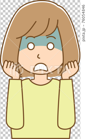 何かにショックを受けている女性のイラストのイラスト素材 
