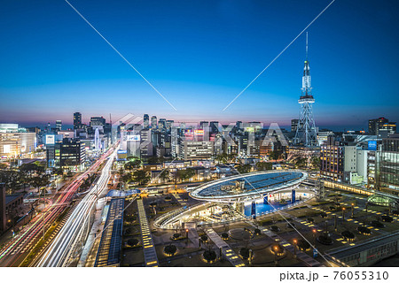愛知県　名古屋都市風景　栄の夜景 76055310