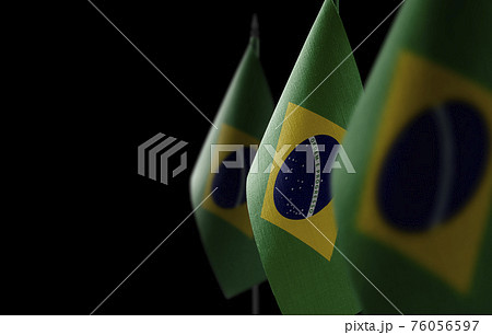 Small national flags of the Brazil on a black background Small national flags of the Brazil on a black background 76056597