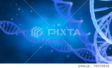 DNA molecule on a blue background. Conceptual DNA 3d image for a beautiful background 76059819