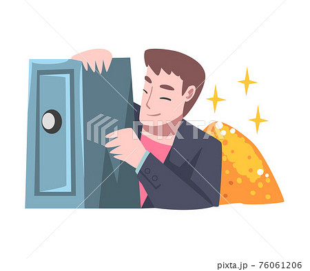 Affluent and Rich Man Near Safe Deposit Having Abundance of Financial Assets Vector Illustration Affluent and Rich Man Near Safe Deposit Having Abundance of Financial Assets Vector Illustration 76061206