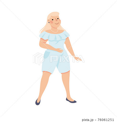 Plus Size Blond Woman Standing and Smiling Vector Illustration 76061251
