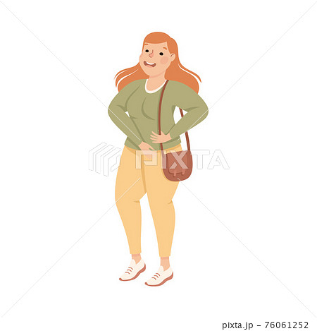 Plus Size Redhead Woman Standing and Smiling Vector Illustration 76061252