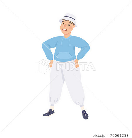 Plus Size Man Standing and Smiling with His Hands on Hips Vector Illustration 76061253