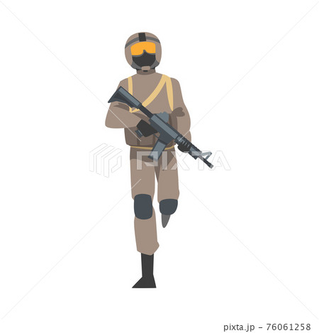 Man as Military Special Armed Force in Uniform and Rifle in Walking Pose Vector Illustration Man as Military Special Armed Force in Uniform and Rifle in Walking Pose Vector Illustration 76061258