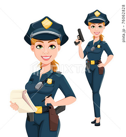 Happy police woman with uniform full body Vector Image