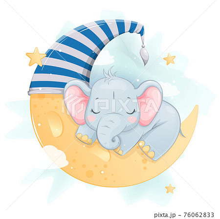 Cute little elephant. Funny cartoon character 76062833