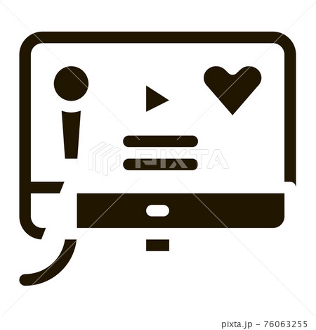 Karaoke on Computer Vector Glyph Illustration 76063255