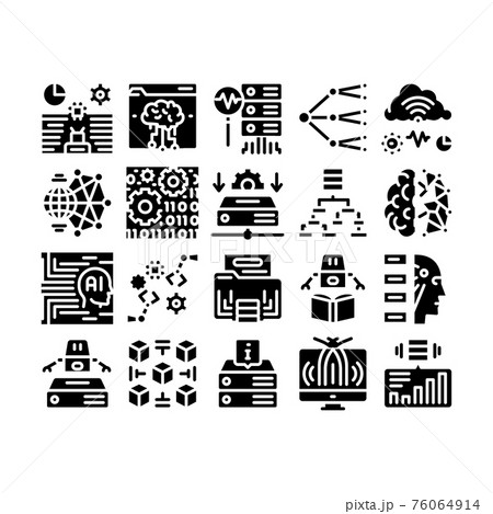Machine Learning Ai Glyph Set Vector Illustration Machine Learning Ai Glyph Set Vector Illustration 76064914