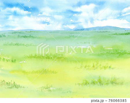草原と空 水彩イラストのイラスト素材 [76066385] - PIXTA