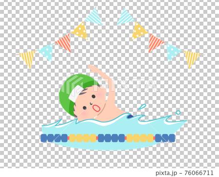 クロールで泳ぐ男の子 76066711