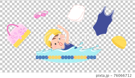 クロールで泳ぐ女の子 76066712